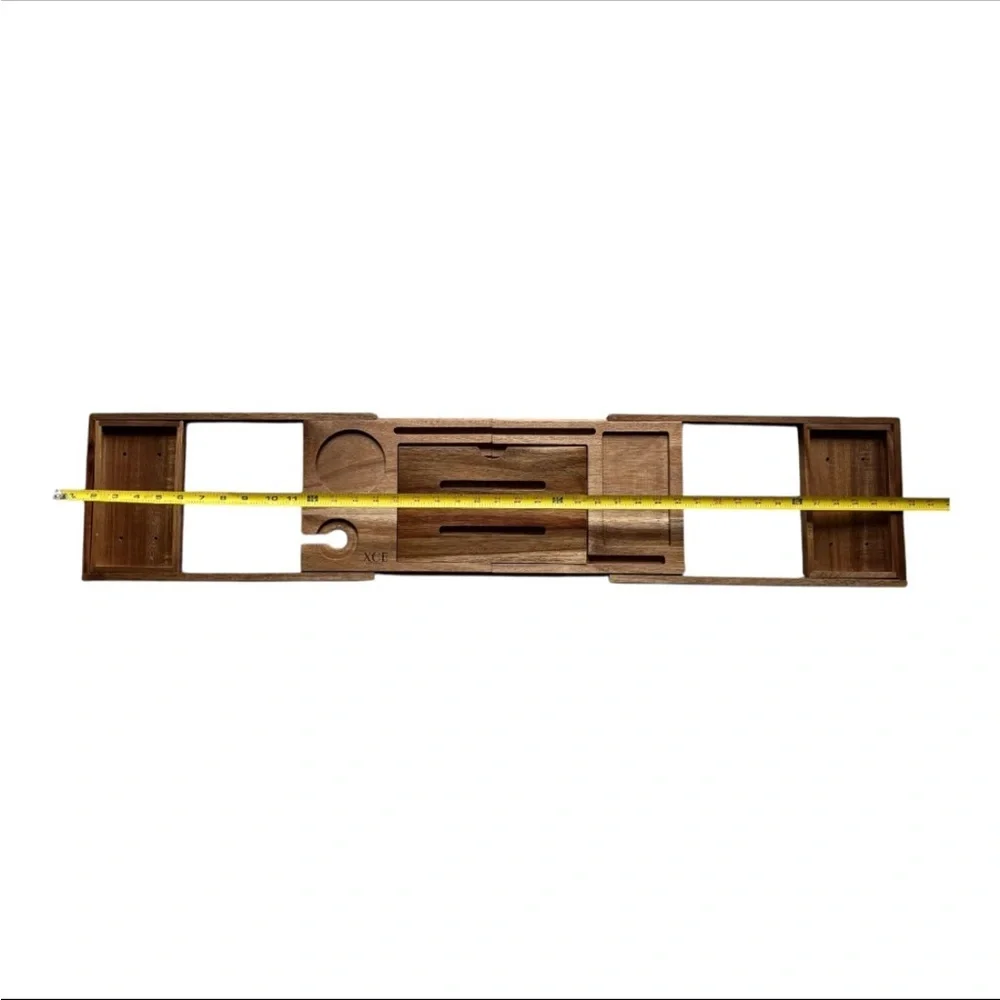 XCE Lifestyle Wooden Bath Caddy Tray with Expandable Design